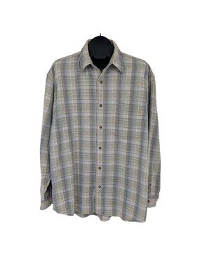 Vtg Madison Trader Button Up Shirt Long Sleeve Workwear Grunge Casual 90s Large